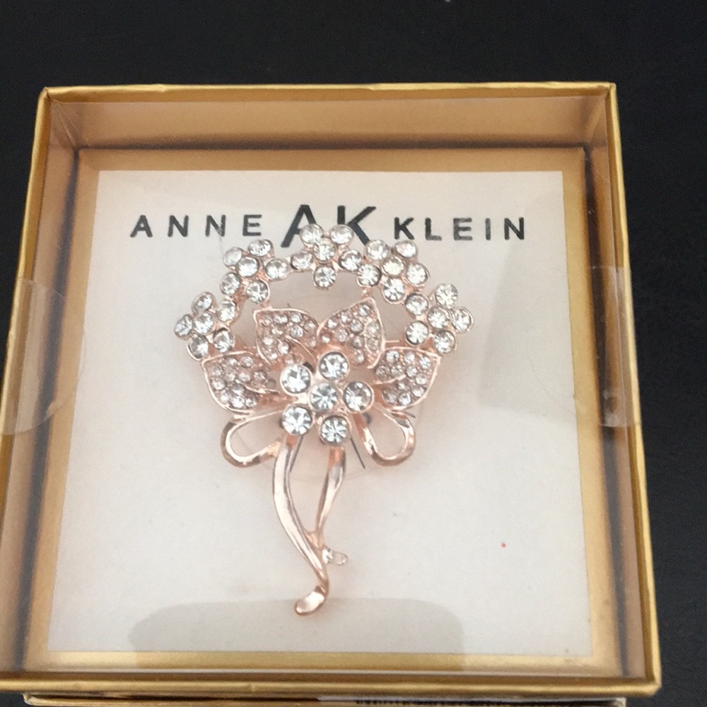 New Anne Klein Bouquet Crystals w Ribbon Brooche